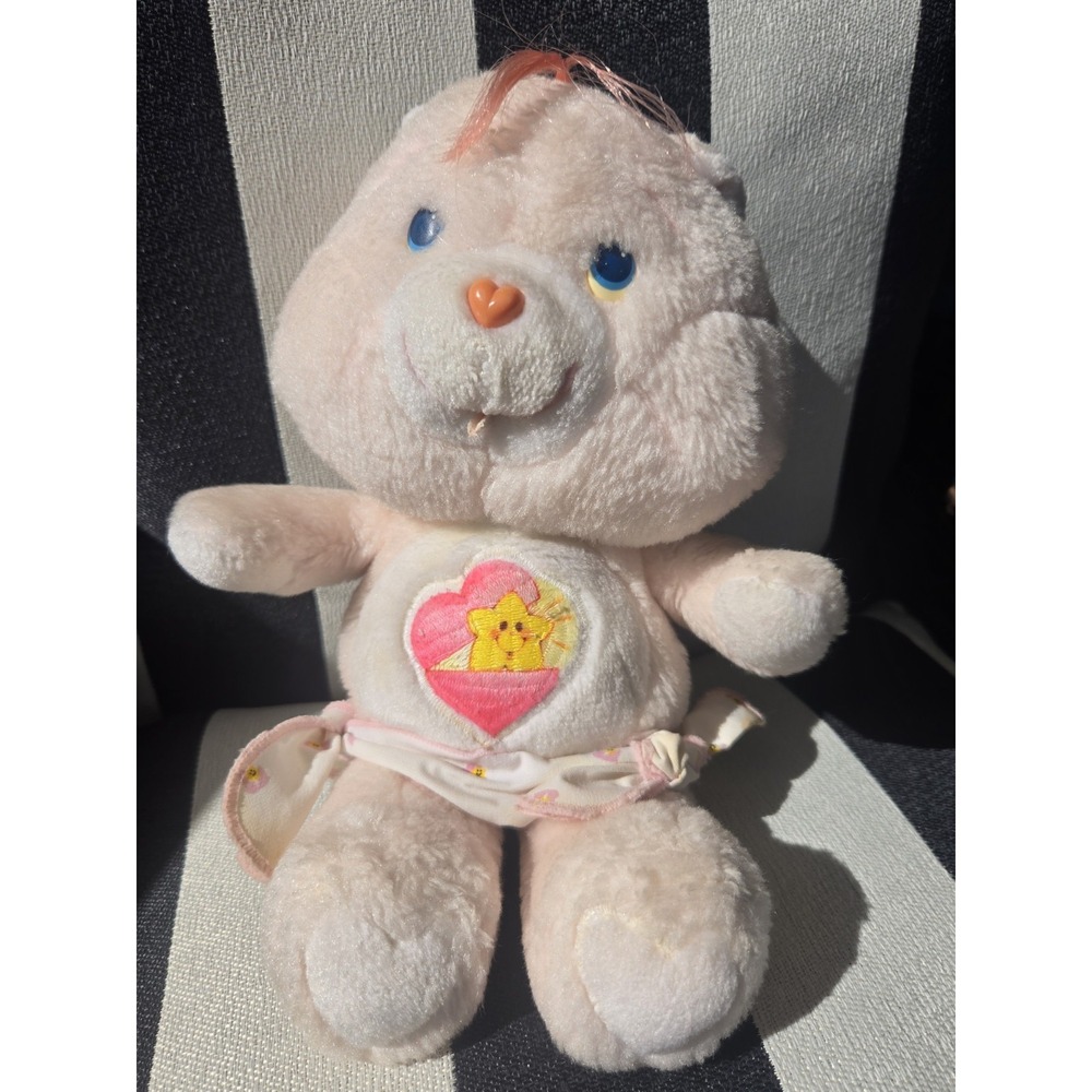 VTG 1983 Care Bears Baby Hugs Bear Plush Pink Hair Tuft Diaper American Greeting